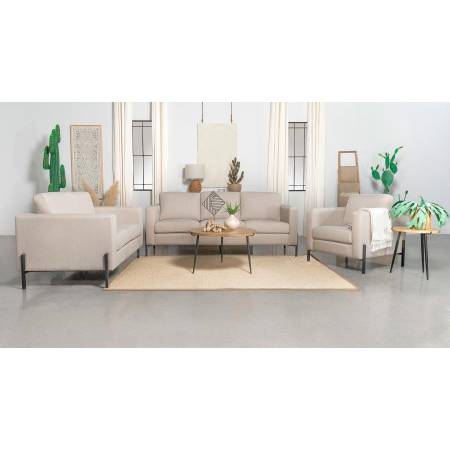 509901-S3 Tilly 3-piece Upholstered Track Arms Sofa Set Oatmeal