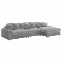 509900-SET Blaine Upholstered Reversible Sectional Sofa Set With Amrless Chair Fog