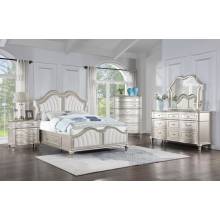 223390KW-S5 Veronica 5-Piece California King Storage Bed With LED Headboard Silver Oak And Ivory