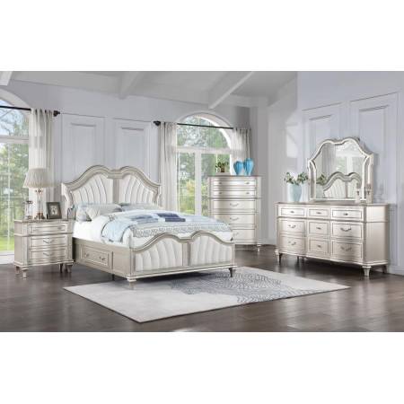 223390Q-S5 Veronica 5-Piece Queen Storage Bed With LED Headboard Silver Oak And Ivory