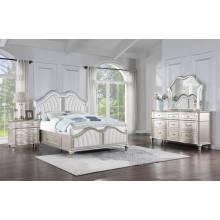 223390KW-S4 Veronica 4-Piece California King Storage Bed With LED Headboard Silver Oak And Ivory
