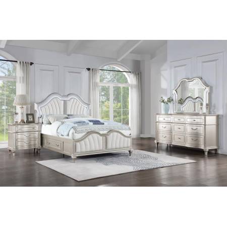 223390KW-S4 Veronica 4-Piece California King Storage Bed With LED Headboard Silver Oak And Ivory