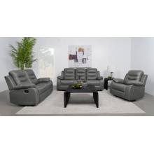 602531-S3 Nova 3-Piece Upholstered Motion Reclining Sofa Set Dark Grey