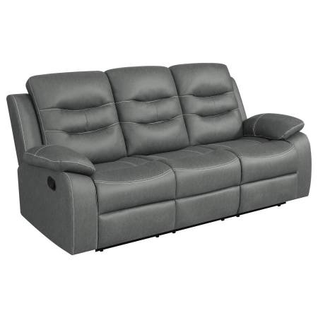 602531 Nova Upholstered Motion Reclining Sofa Dark Grey