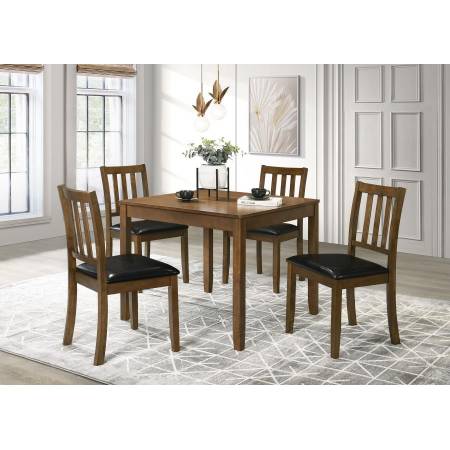 150400 Parkwood 5-Piece Dining Set With Square Table And Slat Back Side Chairs Honey Brown And Black