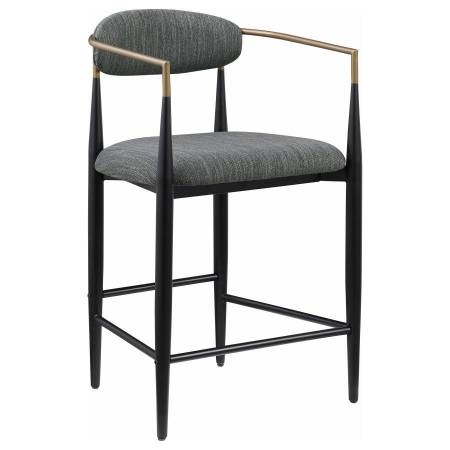 121186 Tina Metal Counter Height Bar Stool with Upholstered Back and Seat Dark Grey