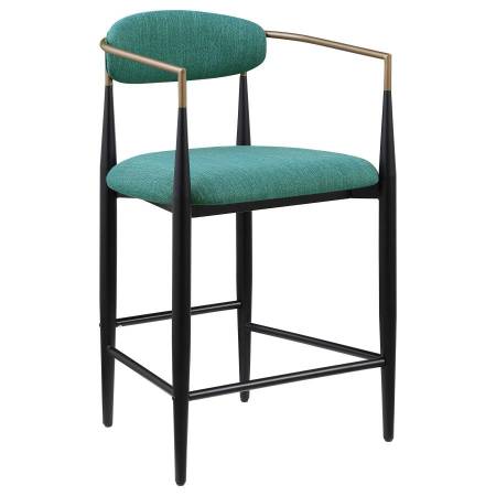 121185 Tina Metal Counter Height Bar Stool With Upholstered Back And Seat Green