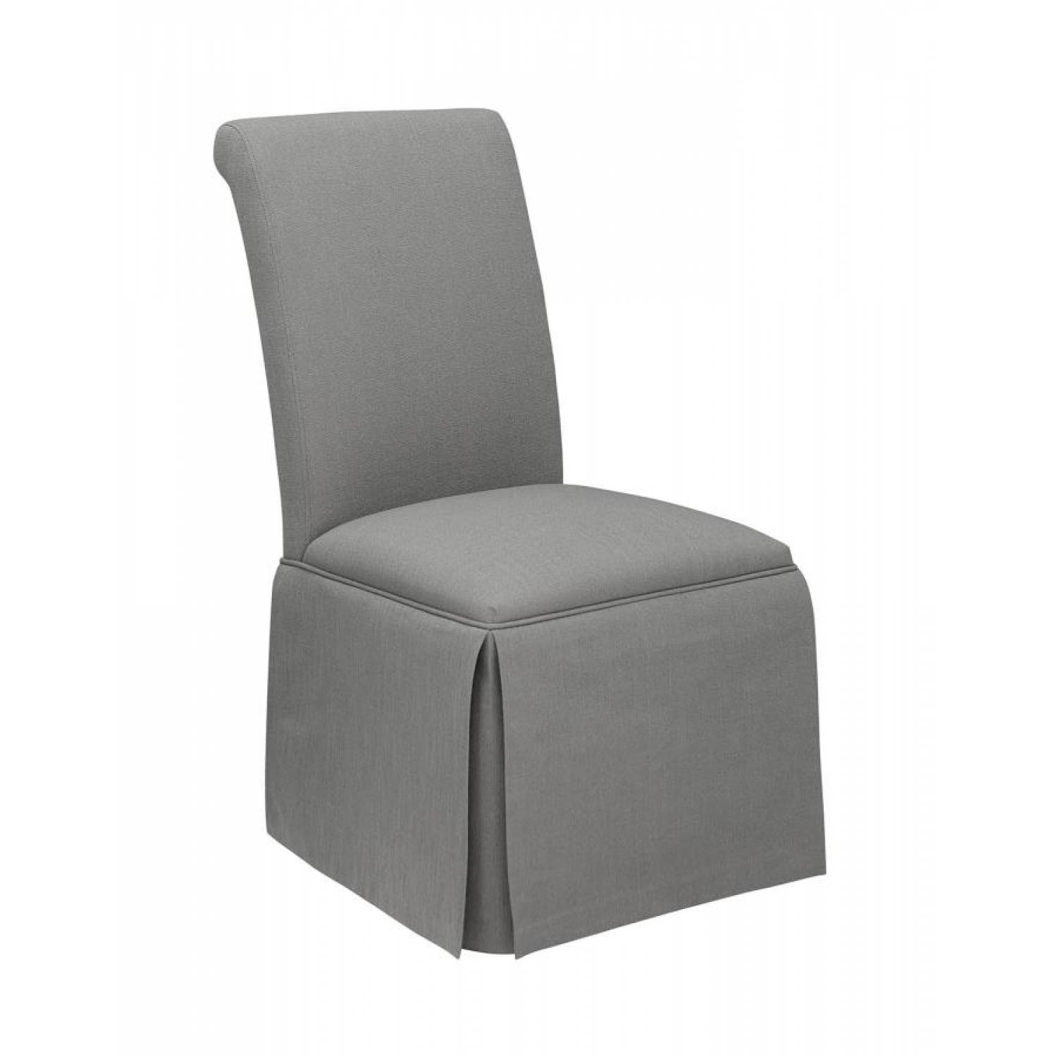 Grey skirted dining chairs discount