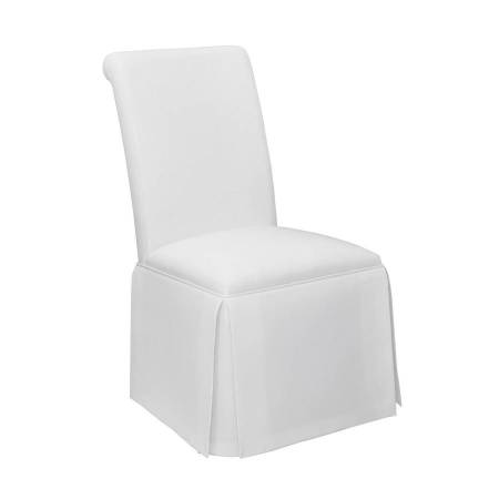 100748 Shawna Upholstered Skirted Parson Dining Side Chair White