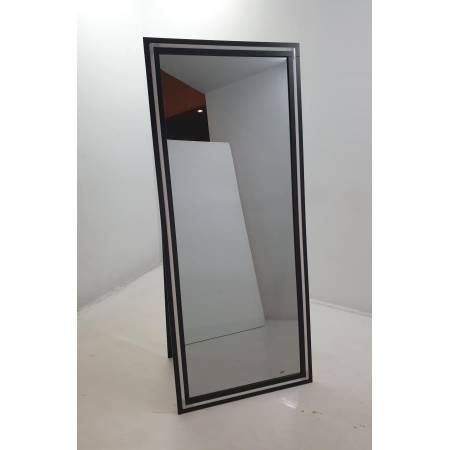960962 Windrose Full Length Floor Standing Tempered Mirror With LED Lighting Black
