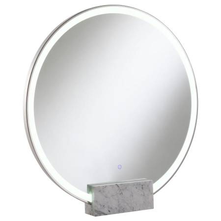 960960 Jocelyn Round Table Top LED Vanity Mirror White Marble Base Chrome Frame
