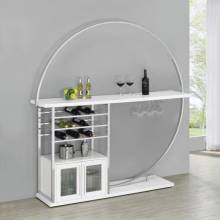 182798 Risley 2-Door Circular LED Home Bar With Wine Storage White High Gloss