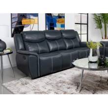 610271 Sloane Upholstered Motion Reclining Sofa With Drop Down Table Blue