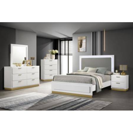 224771KE-S5 5PC SETS Caraway Eastern King Bed With LED Headboard White And Grey