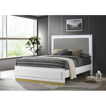 224771KW Caraway California King Bed With LED Headboard White And Grey