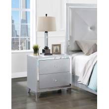 224492 Larue 2-Drawer Nightstand With USB Port Silver
