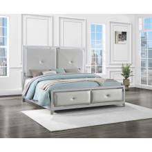 224491KW Larue Upholstered Tufted California King Panel Bed Silver