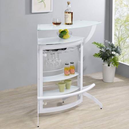 182136 Dallas 2-Shelf Home Bar White And Frosted Glass