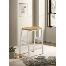 122247 Hollis Wood Counter Height Backless Bar Stool Brown And White