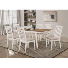 122301-S7 Anwar 7-Piece Rectangular Dining Table Set Natural Acacia And Off White