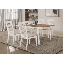 122301-S5 Anwar 5-Piece Rectangular Dining Table Set Natural Acacia And Off White