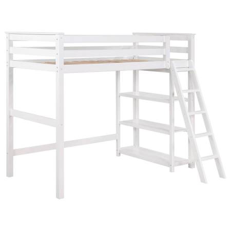 460089 Anica 3-Shelf Wood Twin Loft Bed White