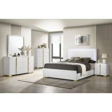 222931F-S5 Marceline 5-Piece Full Bedroom Set With LED Headboard White
