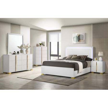 222931Q-S5 Marceline 5-Piece Queen Bedroom Set With LED Headboard White