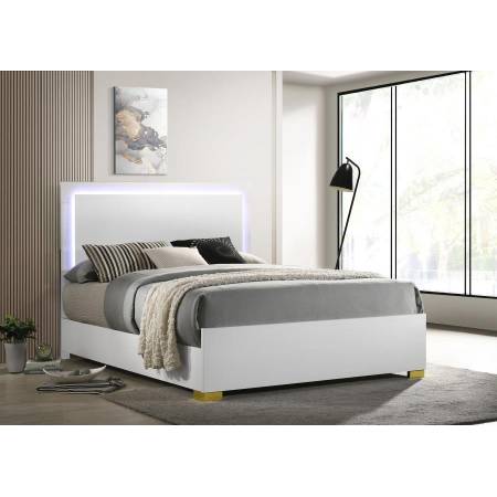 222931Q Marceline Queen Bed With LED Headboard White