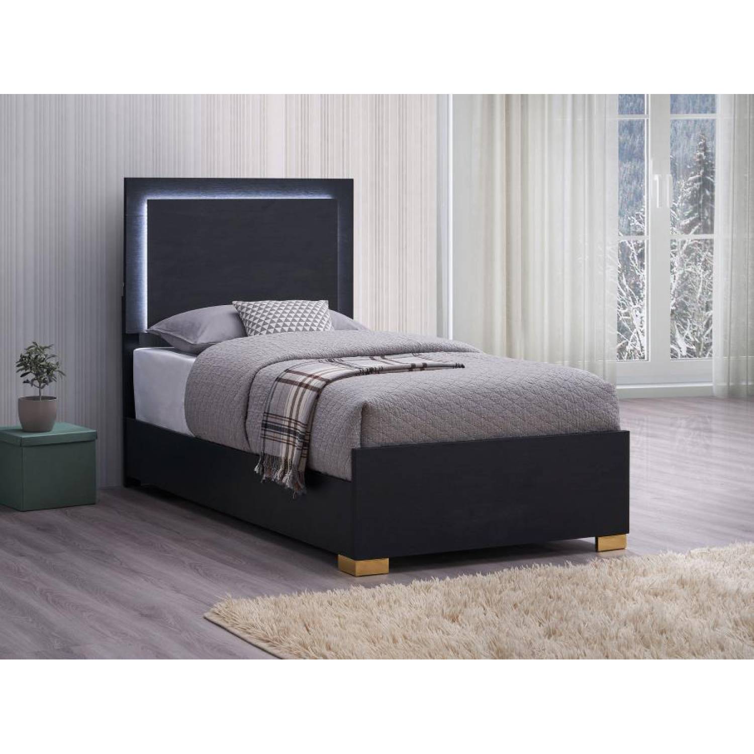 Black twin size headboard sales