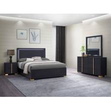 222831F-S4 Marceline 4-Piece Full Bedroom Set With LED Headboard Black