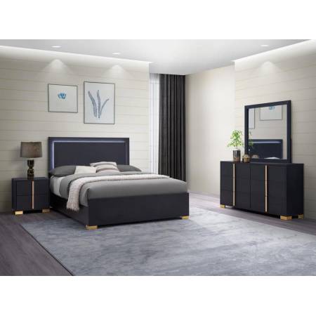 222831Q-S5 Marceline 5-Piece Queen Bedroom Set With LED Headboard Black
