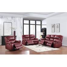 Camila 3-Piece Upholstered Reclining Sofa Set Red Faux Leather