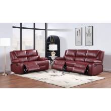 Camila 2-Piece Upholstered Reclining Sofa Set Red Faux Leather
