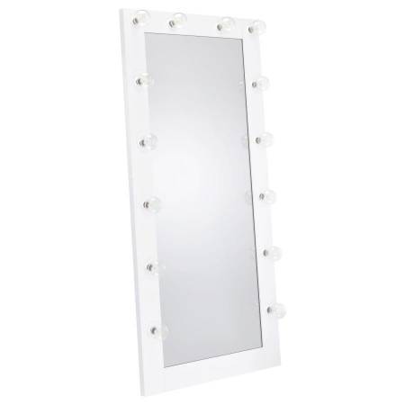 969558 Zayan Full Length Floor Mirror With Lighting White High Gloss