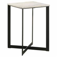 707697 Tobin Square Marble Top End Table White And Black