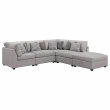 551511-S5B Cambria 5-piece Upholstered Modular Sectional Grey