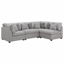 551511-S4B Cambria 4-Piece Upholstered Modular Sectional Grey