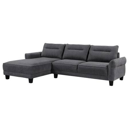 509540 Caspian Upholstered Curved Arms Sectional Sofa Grey
