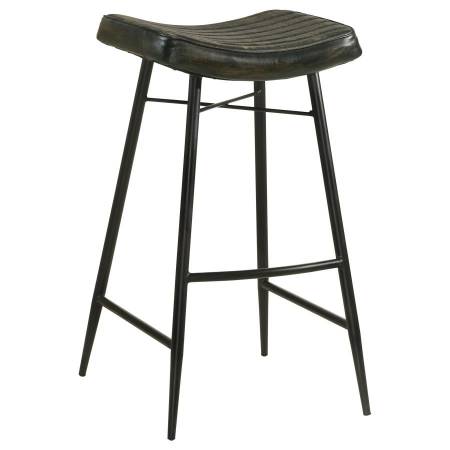 109259 Bayu Leather Upholstered Saddle Seat Backless Bar Stool Antique Espresso And Black (Set Of 2)