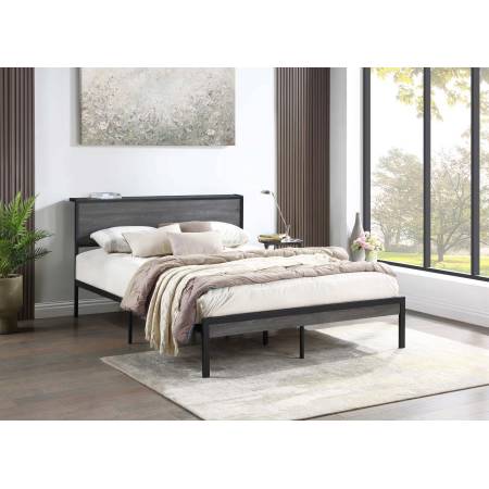 302143Q Ricky Queen Platform Bed Grey And Black