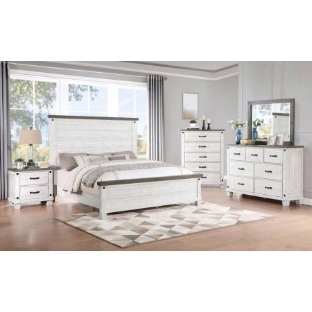 224471KE-S5 Lilith 5-Piece Eastern King Bedroom Set Distressed Grey And White