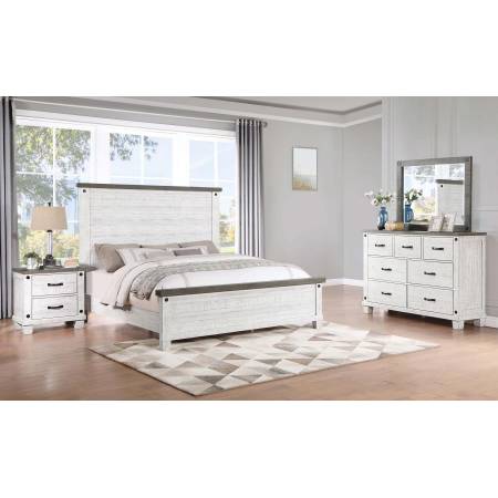 224471KE-S4 Lilith 4-Piece Eastern King Bedroom Set Distressed Grey And White