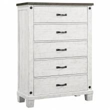 224475 Lilith 5-Drawer Chest Distressed Distressed Grey And White