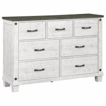 224473 Lilith 7-Drawer Dresser Distressed Distressed Grey And White