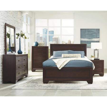 204391KE-S4 Kauffman Bedroom Set With High Straight Headboard