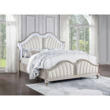 223391KE Evangeline Tufted Upholstered Platform Eastern King Bed Ivory And Silver Oak