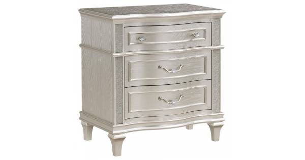 223392 Evangeline 3 Drawer Nightstand Silver Oak