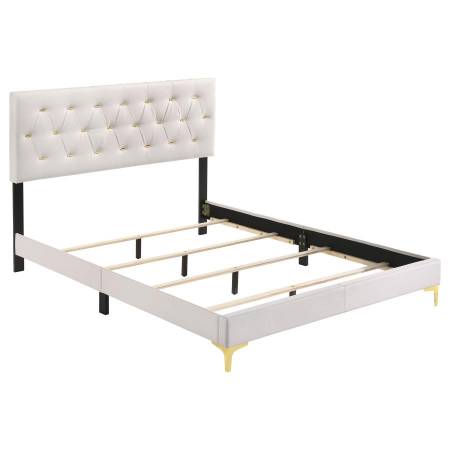 224401Q Kendall Tufted Upholstered Panel Queen Bed White