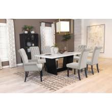 115511-S7S Osborne 7-Piece Rectangular Marble Top Dining Set Sand And White